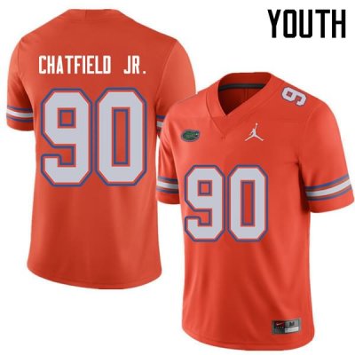 Youth Florida Gators #90 Andrew Chatfield Jr. NCAA Jordan Brand Orange Authentic Stitched College Football Jersey FRC2162GT